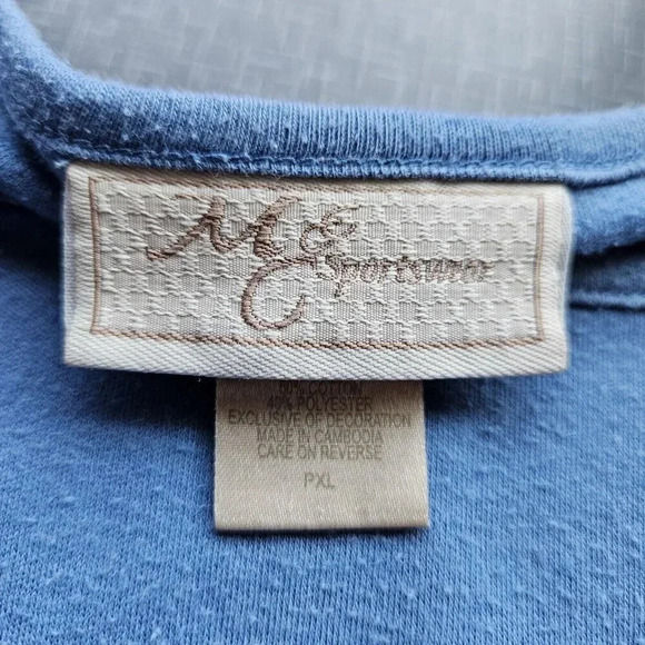 MC Sportswear Long Sleeve Light Blue Snowman Applique T-Shirt Tee Size XL Petite - Picture 9 of 10